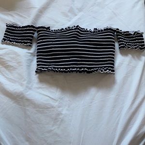 Off the shoulder striped bikini top